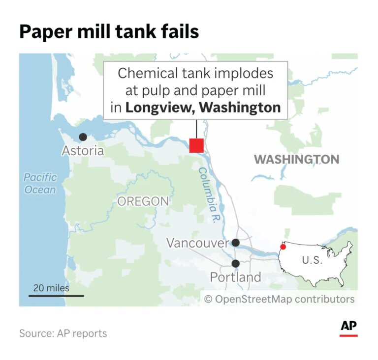 Nine Missing Following Washington Paper Mill Tank Rupture; Officials Report No Hope for Survivors
