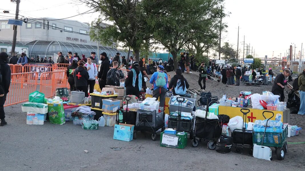 Agitators outside Delaney Hall set up organized logistics operation before Newark protests began
