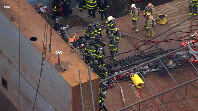 Fire scene in Staten Island, New York