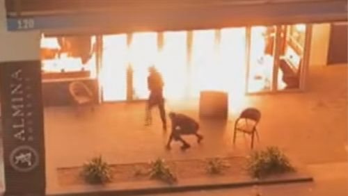 The restaurant was set on fire yesterday morning.