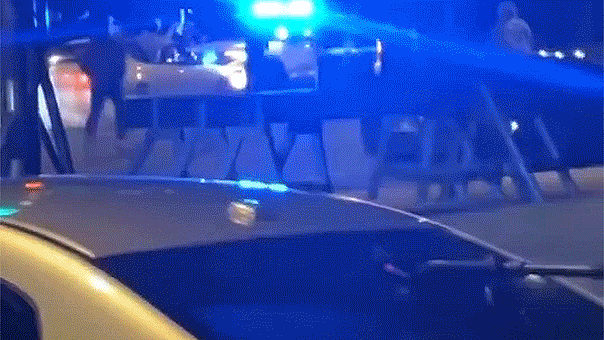 Car ramming into police cruiser
