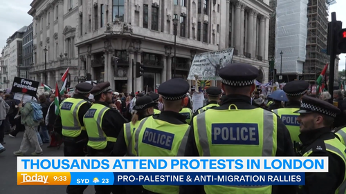 City of millions on edge as rival protests take over the streets