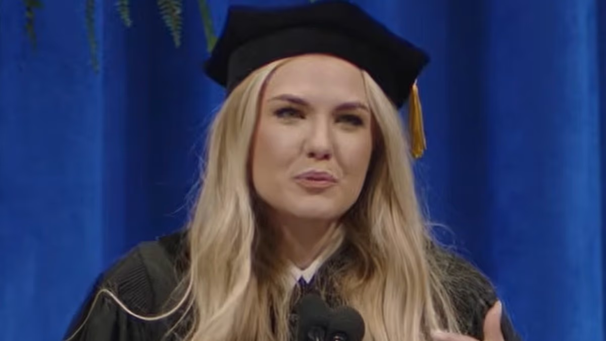 Erika Kirk recalls honeymoon in emotional commencement speech