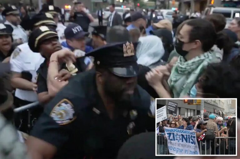 Violent Anti-Israel Protest Erupts at Historic NYC Synagogue, Leading to Intense Clashes with Police