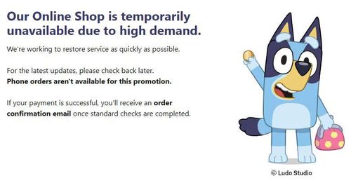 The Australia Post online store has crashed, hours after the new $2 Bluey coins were released.