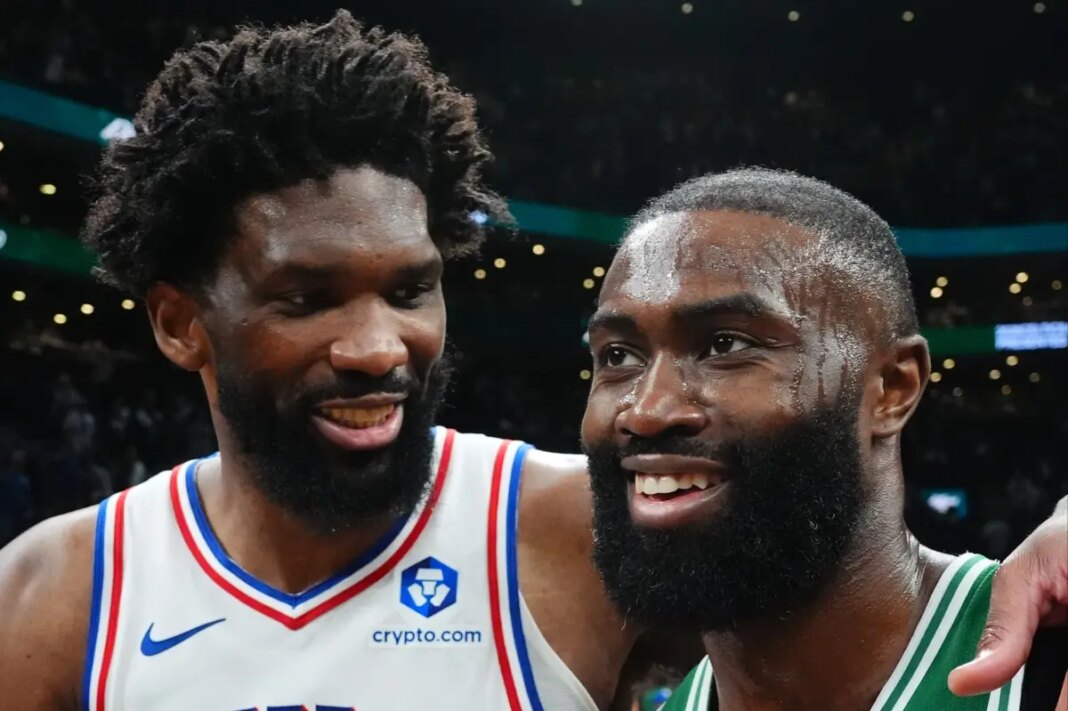 Jaylen Brown calls out Joel Embiid for 'flopping around'