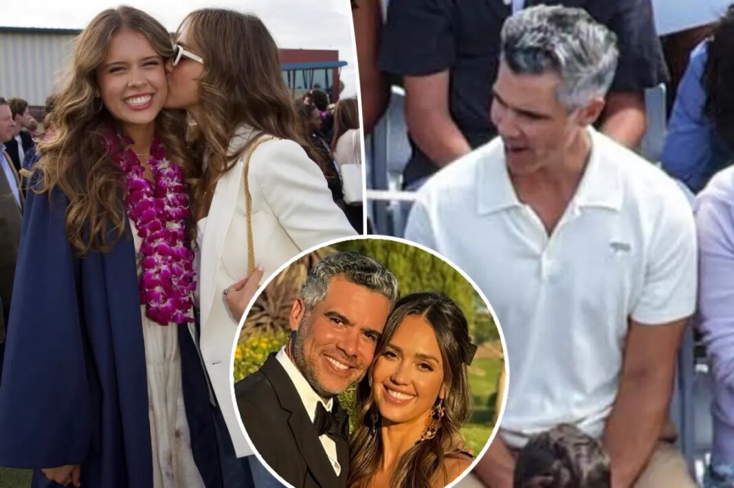 Jessica Alba and ex-husband Cash Warren awkwardly keep their distance at daughter’s graduation