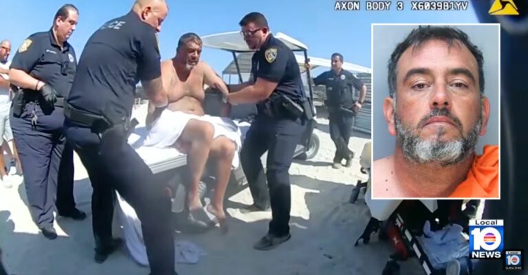 Beach Chaos: Man Wields Large Drill, Causes Panic Among Visitors