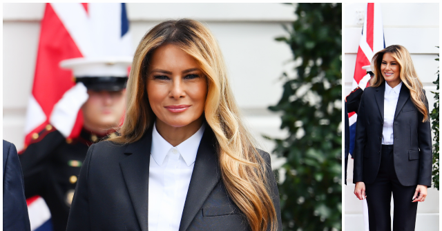 Melania Trump Sends Off British Royals in Dior Suit