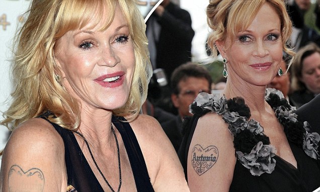 Melanie Griffith covers up Antonio tattoo while