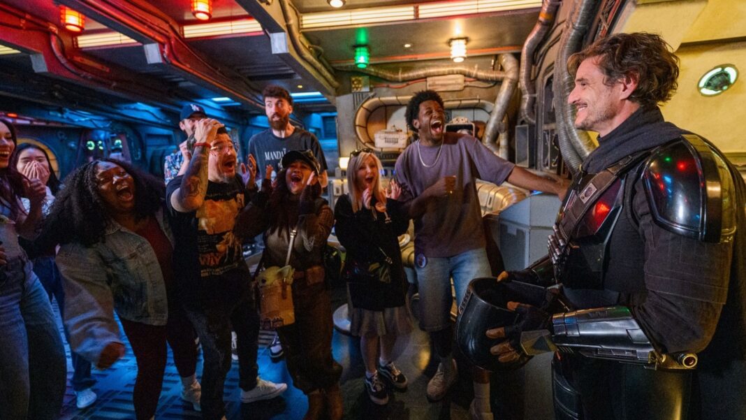 Pedro Pascal surprises guests as 'The Mandalorian' at Star Wars: Galaxy's Edge in Disneyland