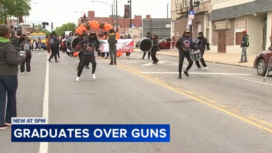 Percy Julian High School seniors, Marcus Garvey School 8th graders rally to promote Chicago violence prevention