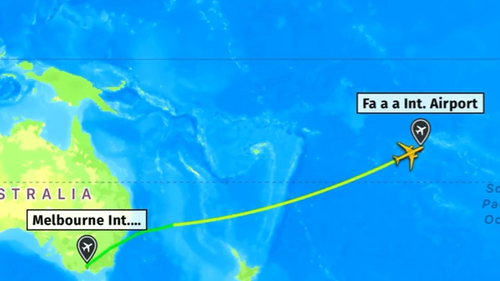 The flight, bound for Dallas in the United States, was forced to divert in Papeete in Tahiti.