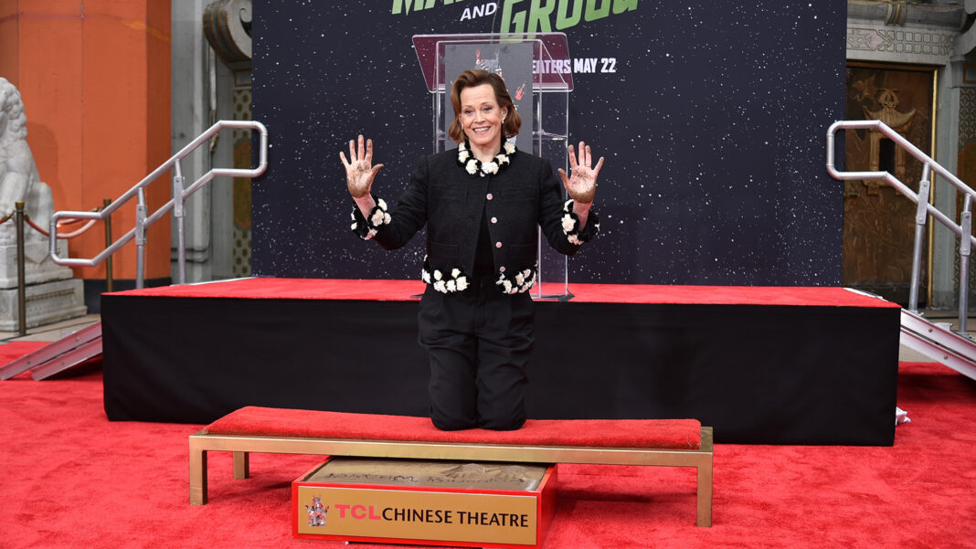 Sigourney Weaver, star of new 'The Mandalorian and Grogu' film, honored with hand and footprint ceremony at TCL Chinese Theatre