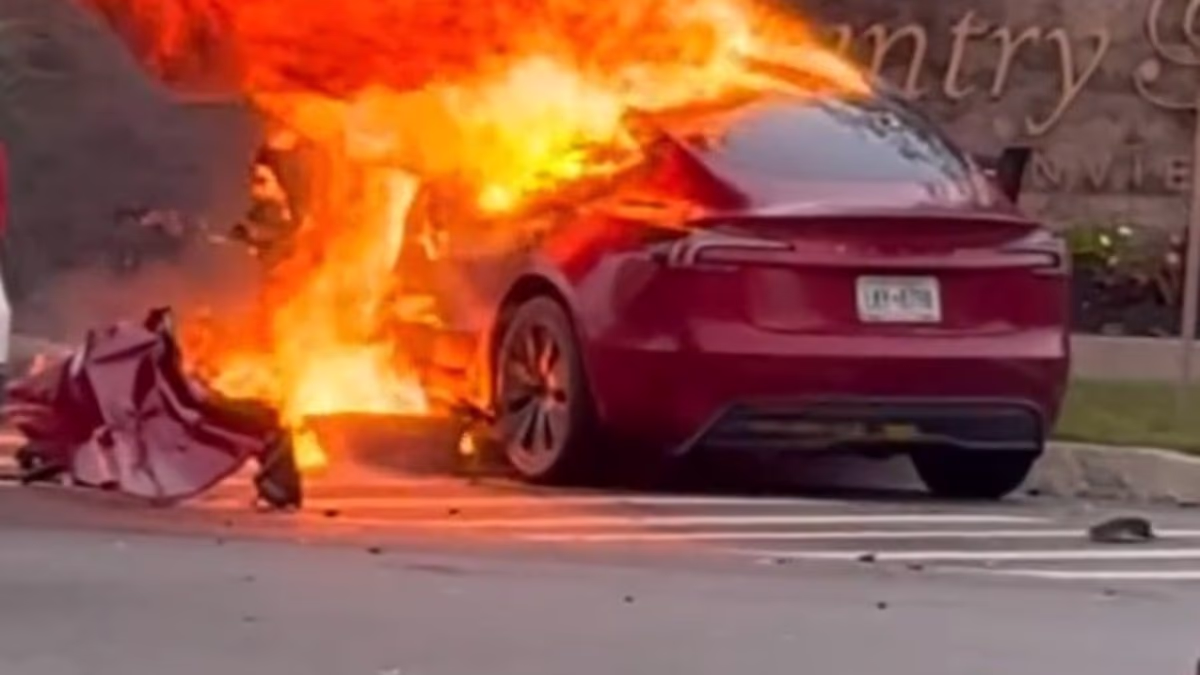 Student, 20, suffered injuries after Tesla burst into flames
