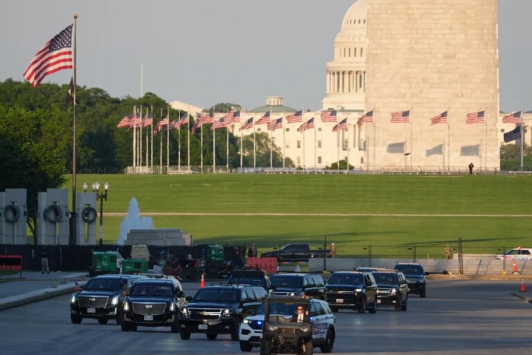 Trump’s Unconventional Journey: Driving Across the Lincoln Memorial Reflecting Pool to Showcase New Blue Coating