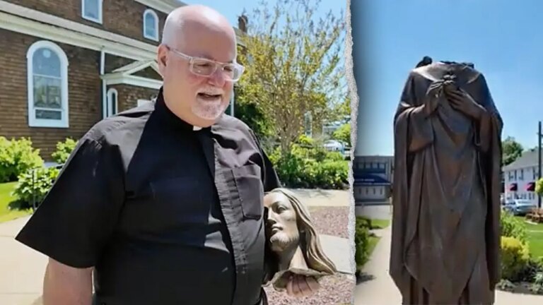 Woman Detained for Alleged Vandalism of Jesus Statue at Catholic Church