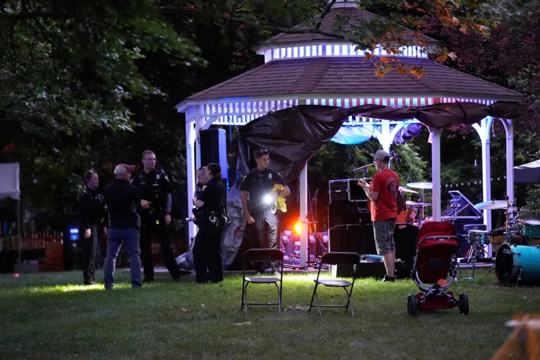 Police investigate where multiple people were shot at a community festival at Agnes Reynolds Jackson Arboretum Saturday, June 6, 2026, in Toledo, Ohio. (AP Photo/Paul Sancya)