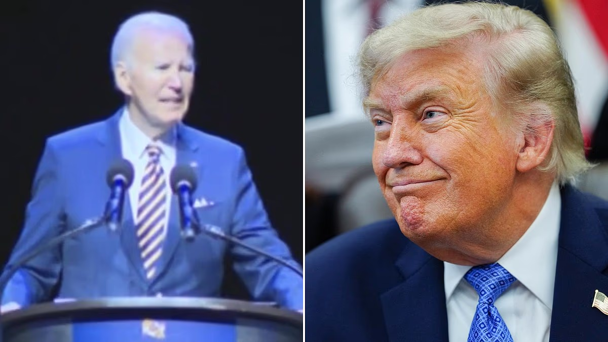 Awkward moment mumbling Joe Biden is interrupted by shouting hecklers