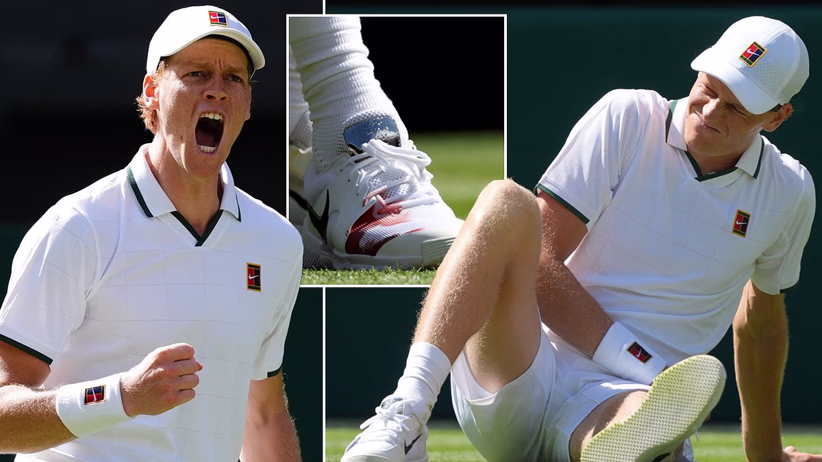 Blood, sweat and fear! Bloodied world No 1 Jannik Sinner scrapes through a five-set scare at Wimbledon in the first round - with a big wound to his foot