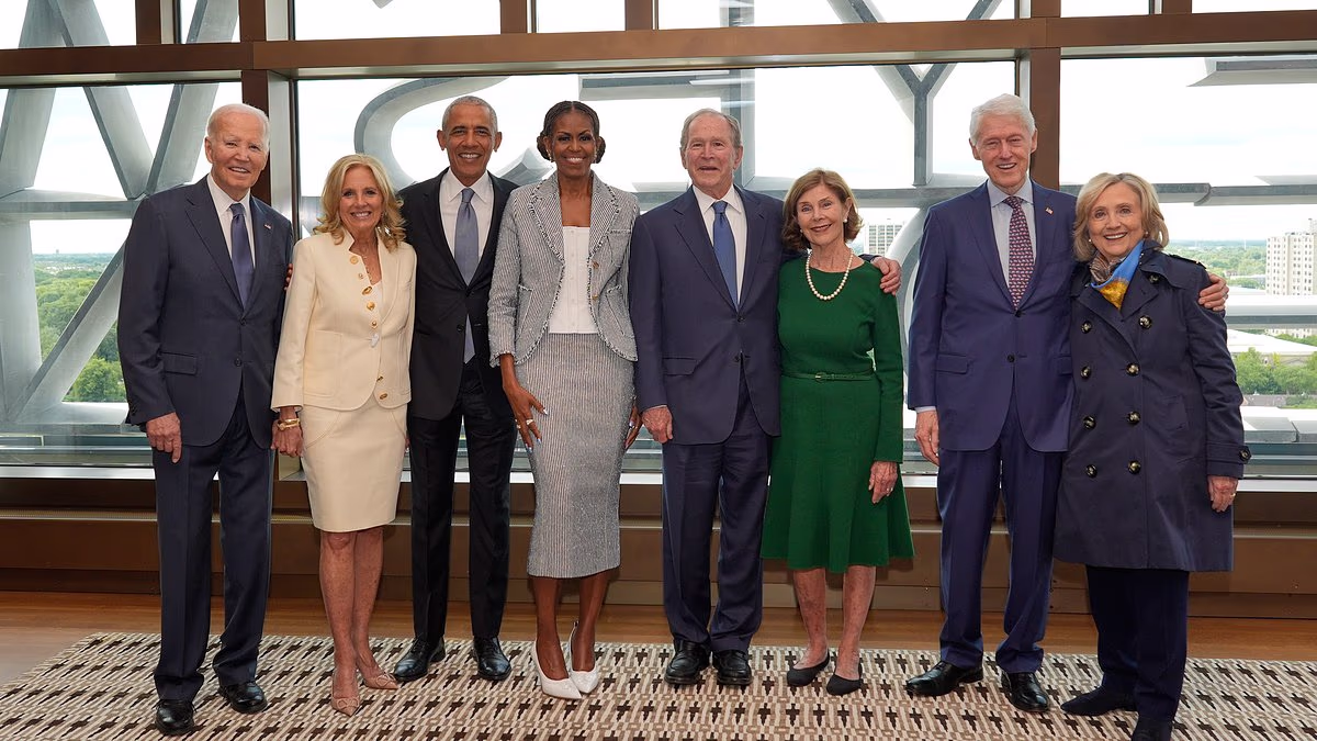 Democrats' big day out for Obama library's grand opening ceremony