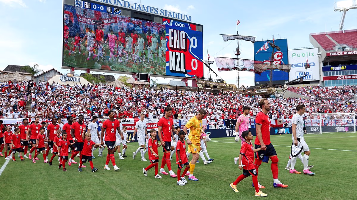 England face prospect of thunderstorms disrupting their final World Cup warm-up match against Costa Rica - days after taking on New Zealand on a 'patchwork quilt' surface