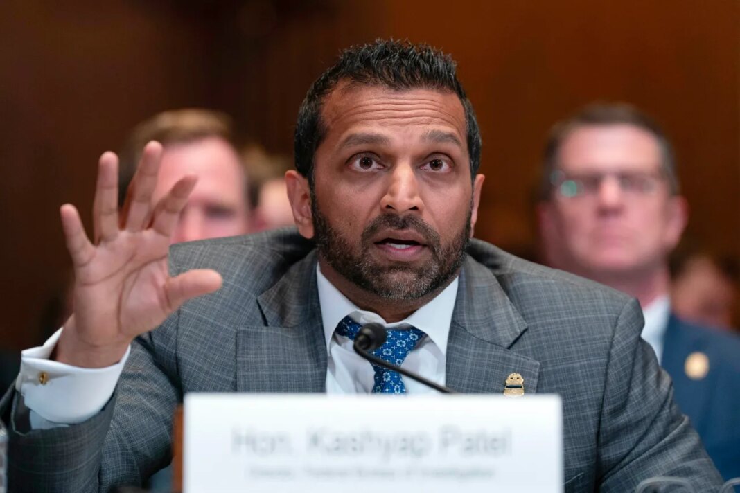 FBI director Kash Patel testifies before the Senate Subcommittee on Commerce, Justice, Science, and Related Agencies hearing on Fiscal Year 2027 Budget Request for the FBI, the Drug Enforcement Administration; the United States Marshals Service and the Bureau of Alcohol, Tobacco, Firearms and Explosives on Capitol Hill, Tuesday, May 12, 2026, in Washington. (AP Photo/Jose Luis Magana)