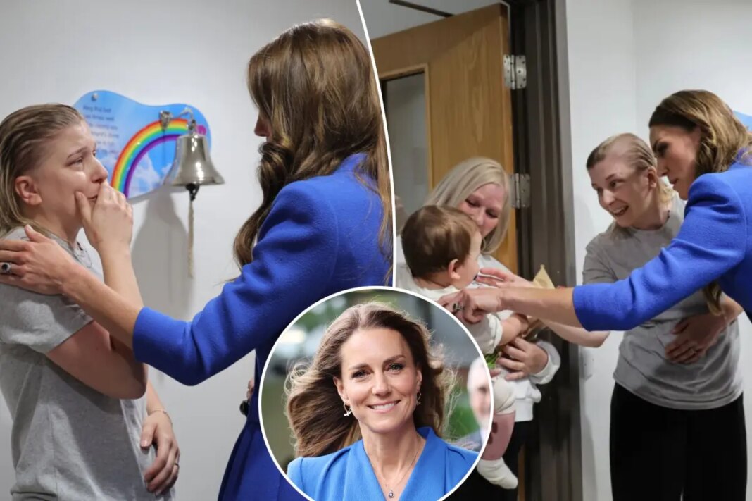 Kate Middleton comforts young mom Claire Lorente finishing cancer treatment in tearful moment