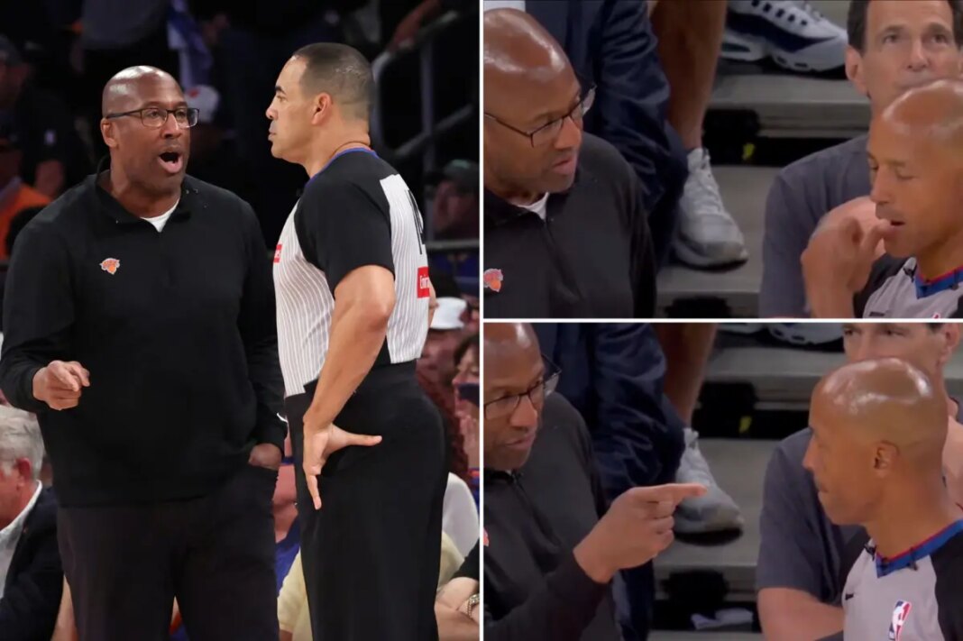 Knicks' Mike Brown has curious interaction with referee before foul rant