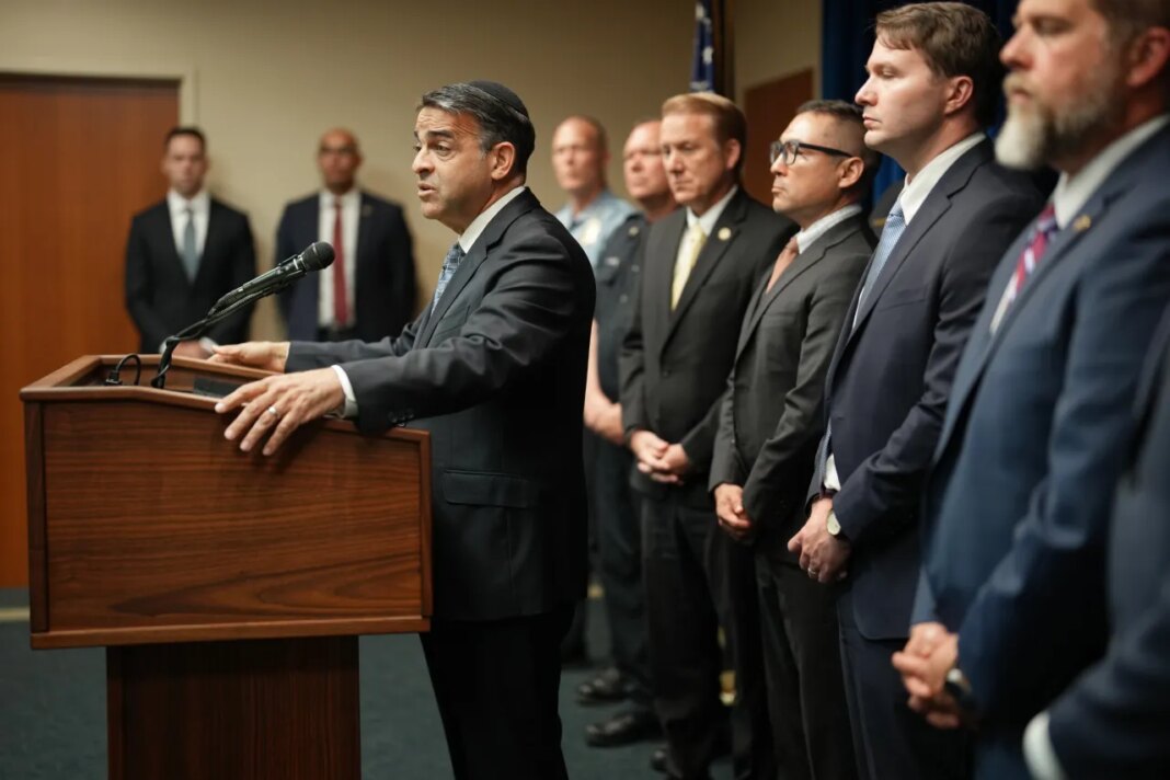 United States Attorney Daniel N. Rosen speaks during a news conference at the U.S. Attorney's office in the Federal Courthouse in Minneapolis on Thursday, June 11, 2026. (Alex Kormann/Minnesota Star Tribune via AP)