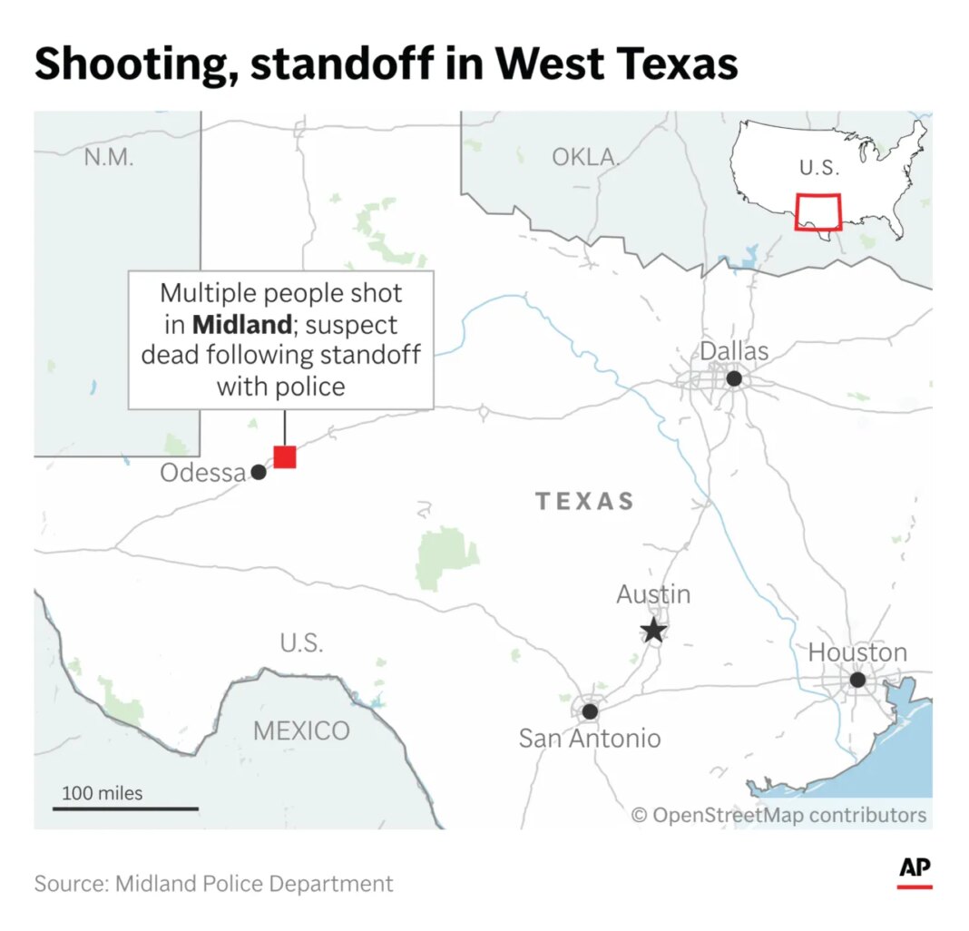Gunfire left several people wounded Friday in Midland, Texas. (AP Digital Embed)