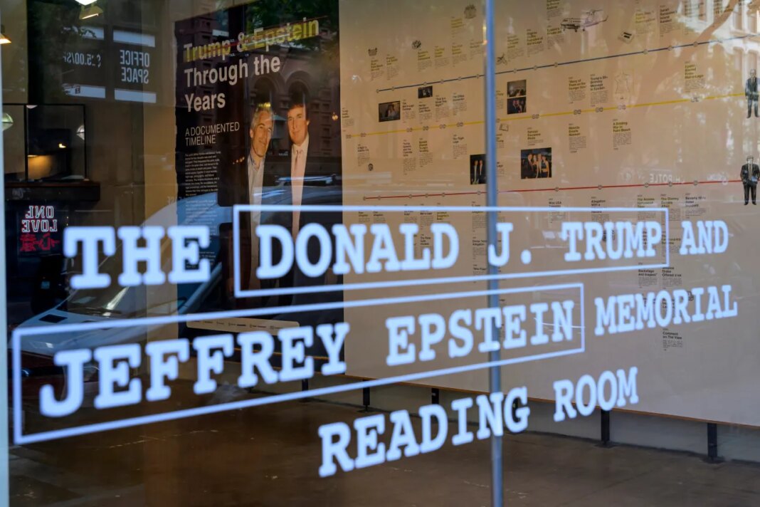 The Donald J. Trump and Jeffrey Epstein Memorial Reading Room opens to the public, where approximately 3.5 million pages of public records of the Epstein files are on display, Tuesday, June 9, 2026, in Washington. (AP Photo/Rod Lamkey, Jr.)