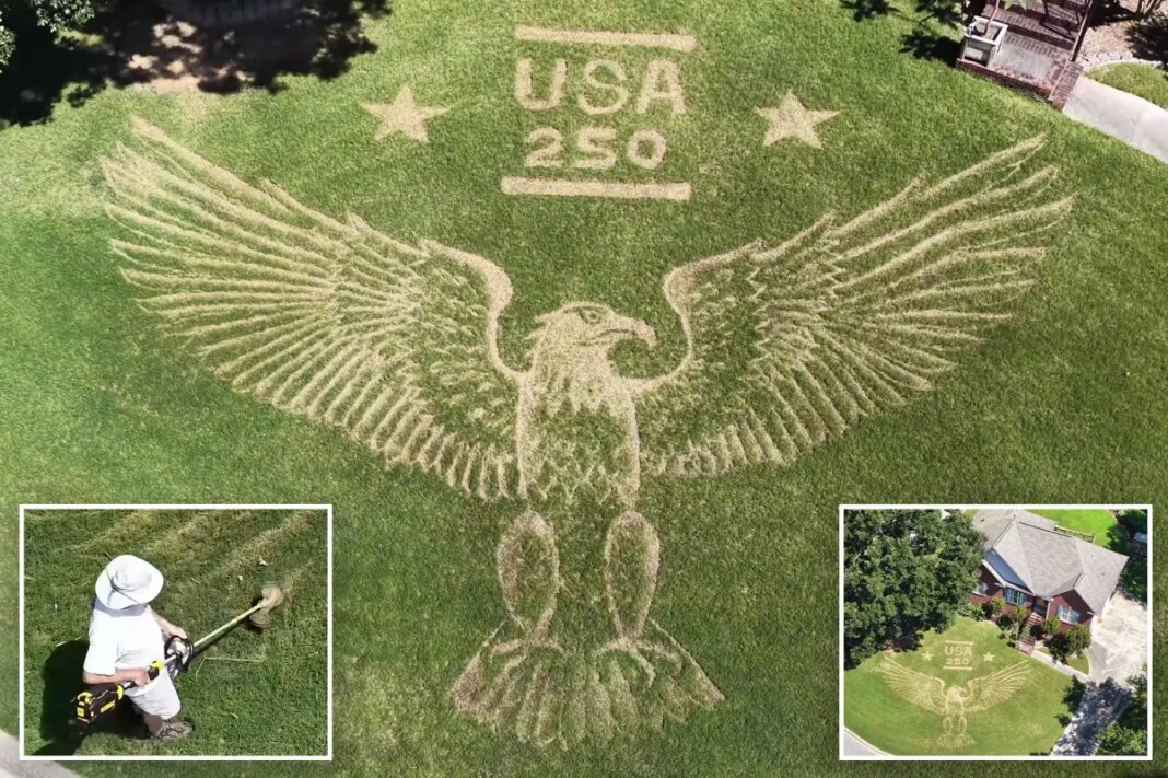 Alabama homeowner Ron Burkett creates most patriotic front lawn celebrating America 250 with bald eagle mural