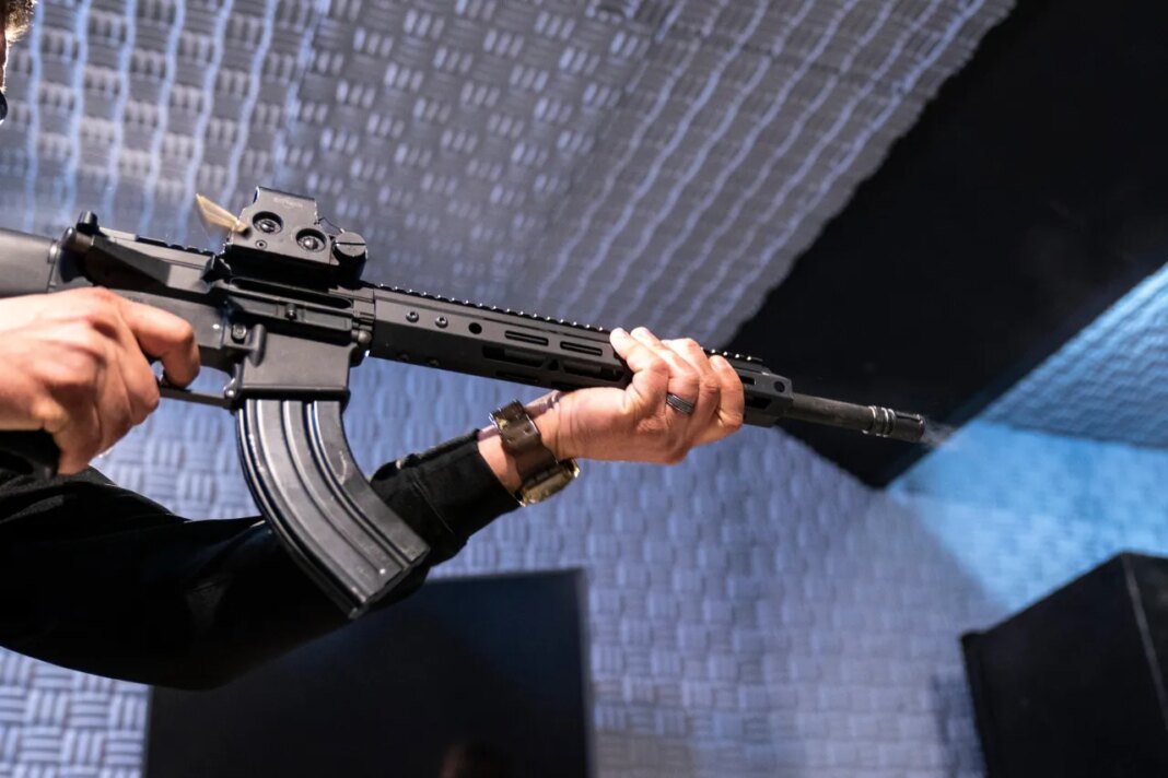 FILE - An AR-15 style rifle is fired at the Bureau of Alcohol, Tobacco, Firearms, and Explosives (ATF), National Services Center on March 2, 2023, in Martinsburg, W.Va. (AP Photo/Alex Brandon, File)