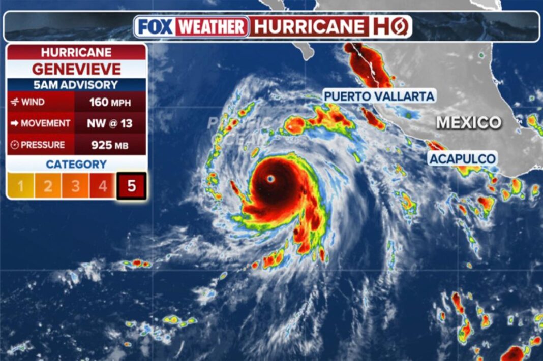 Genevieve rapidly intensifies into first Category 5 hurricane in the Eastern Pacific since 2024