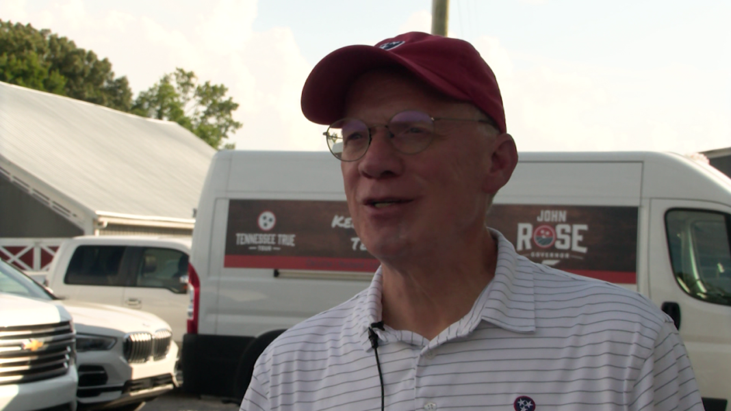 Gubernatorial candidate John Rose greets voters in Elizabethton, Rogersville