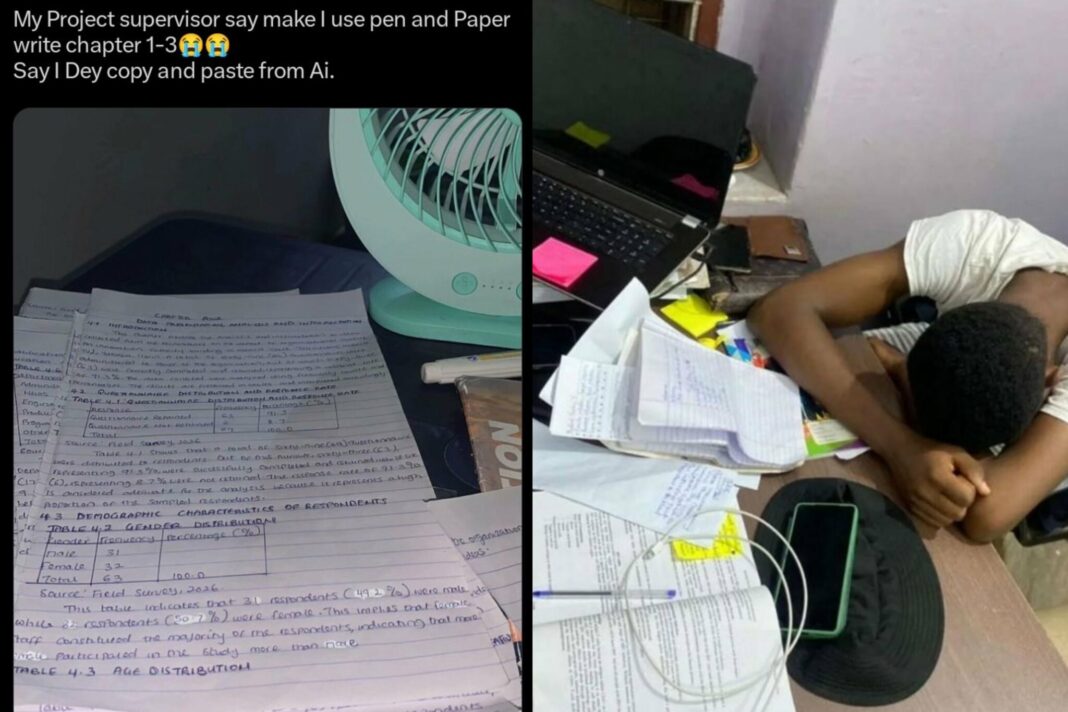 “He said I should use pen to write chapter 1-3” — Student laments after project supervisor rejects project