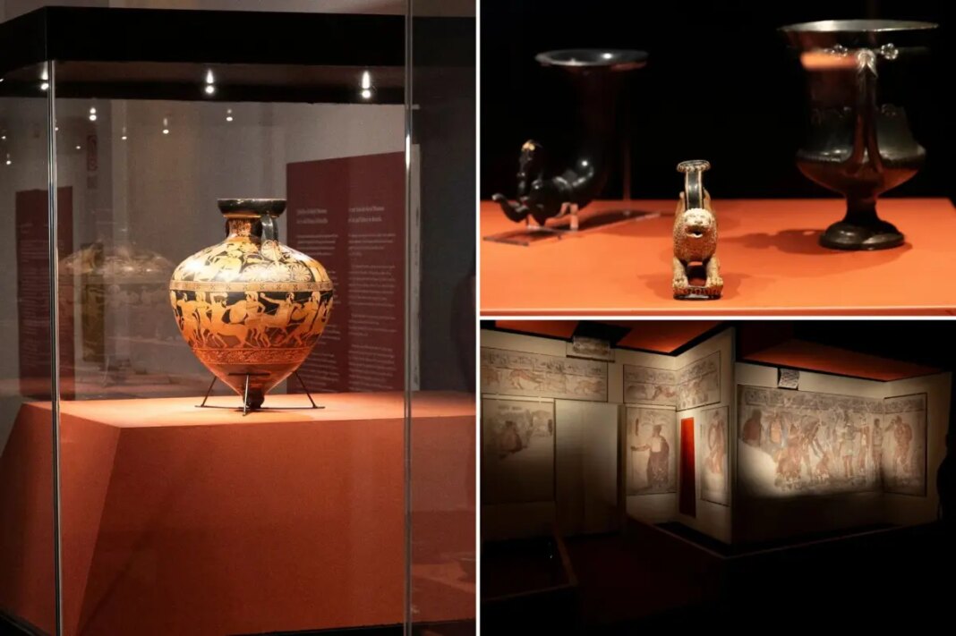 Italy puts ancient Etruscan tomb paintings worth millions on display in latest cultural acquisition