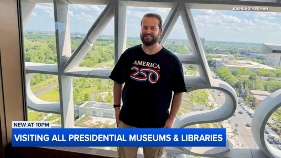 Joshua Zimerman completes journey to all 14 presidential museums at Obama Presidential Center on Chicago's South Side