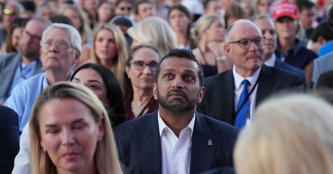 FBI Director Kash Patel listens to speakers at the opening of the Great American State Fair on Wednesday, June 24, 2026.