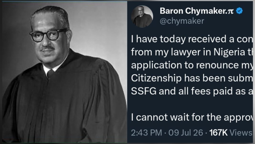 Nigerian-born UK lawyer Baron moves to resource his Nigerian citizenship