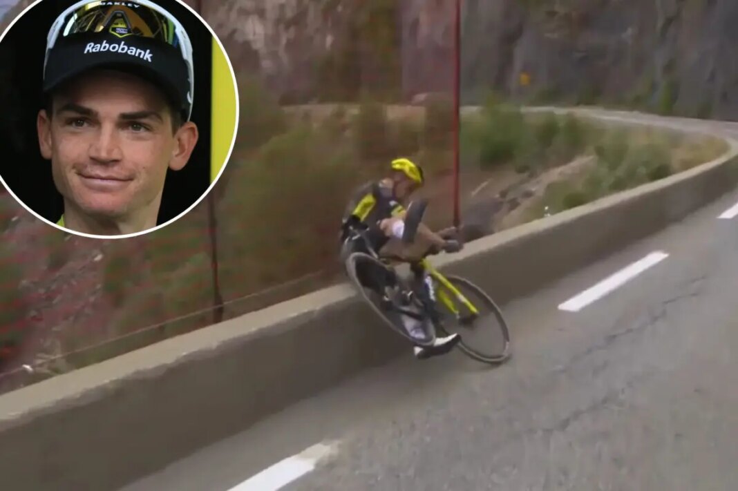 Sepp Kuss barely avoids potentially fatal Tour de France crash over cliff
