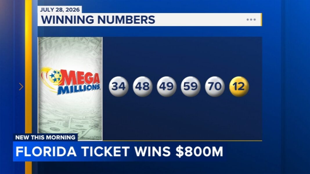 Single ticket sold in Florida wins $800 million Mega Millions jackpot; Powerball still up for grabs