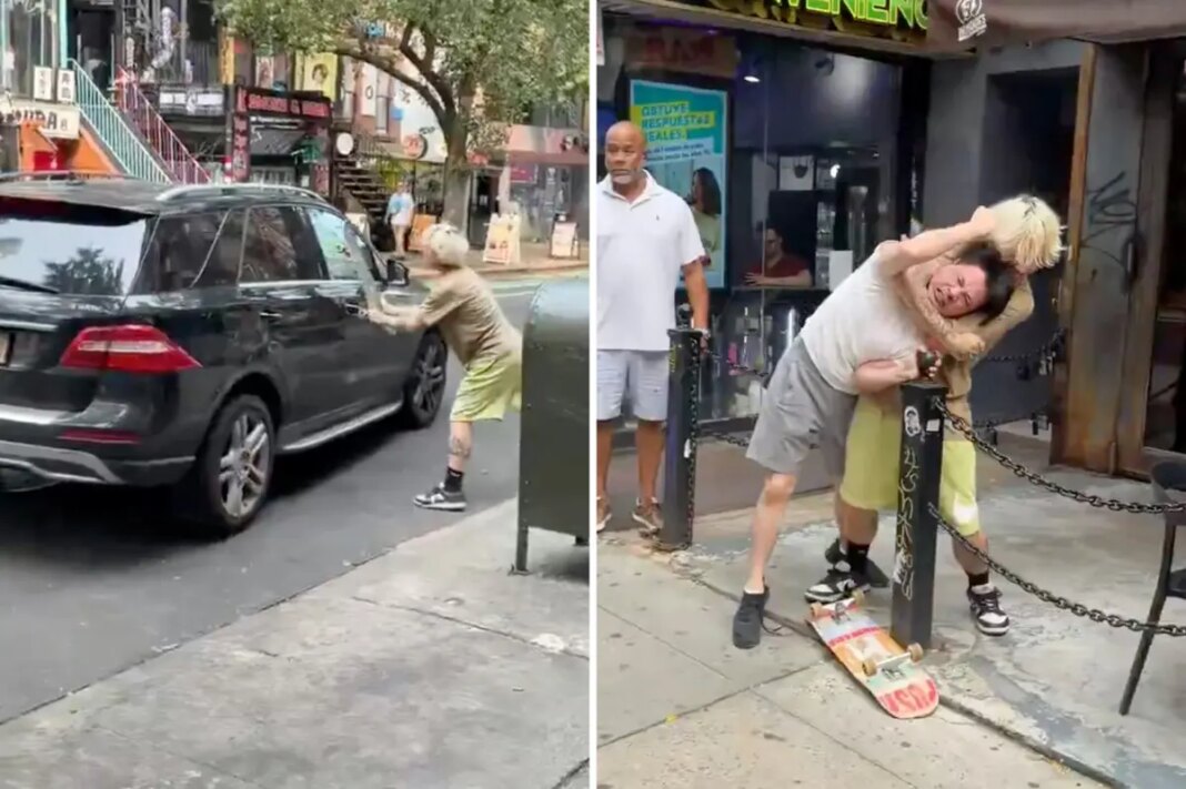Skateboarder, Mercedes driver battled over prime NYC parking spot in wild video: police