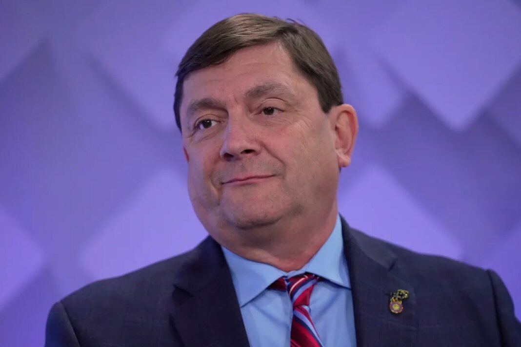 U.S. Senate candidate Troy Jackson takes part in a debate at the WCSH-6 television studio, Thursday, July 16, 2026, in Portland, Maine. (AP Photo/Robert F. Bukaty)