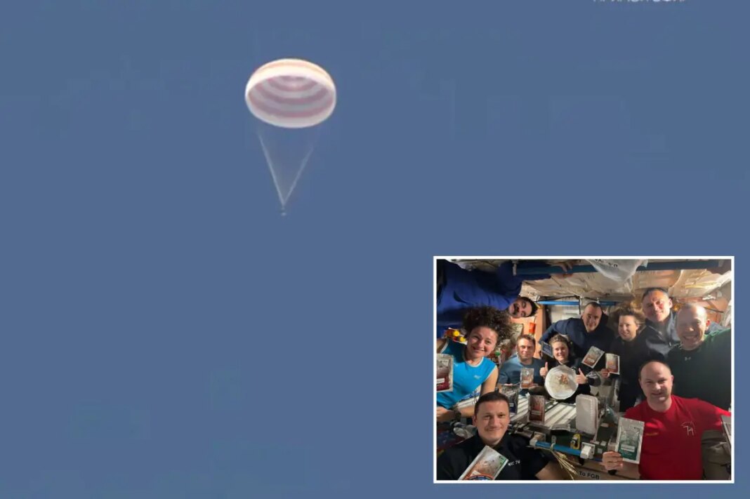 US-Russian space crew lands in Kazakhstan after an 8-month stint on the ISS
