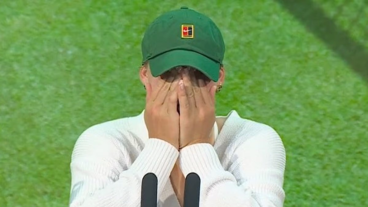 Wimbledon's teen tantrum: French Open champion Mirra Andreeva, 19, in tears after throwing racket in disgust in defeat - but insists it wasn't down to the crowd's England goal celebrations!