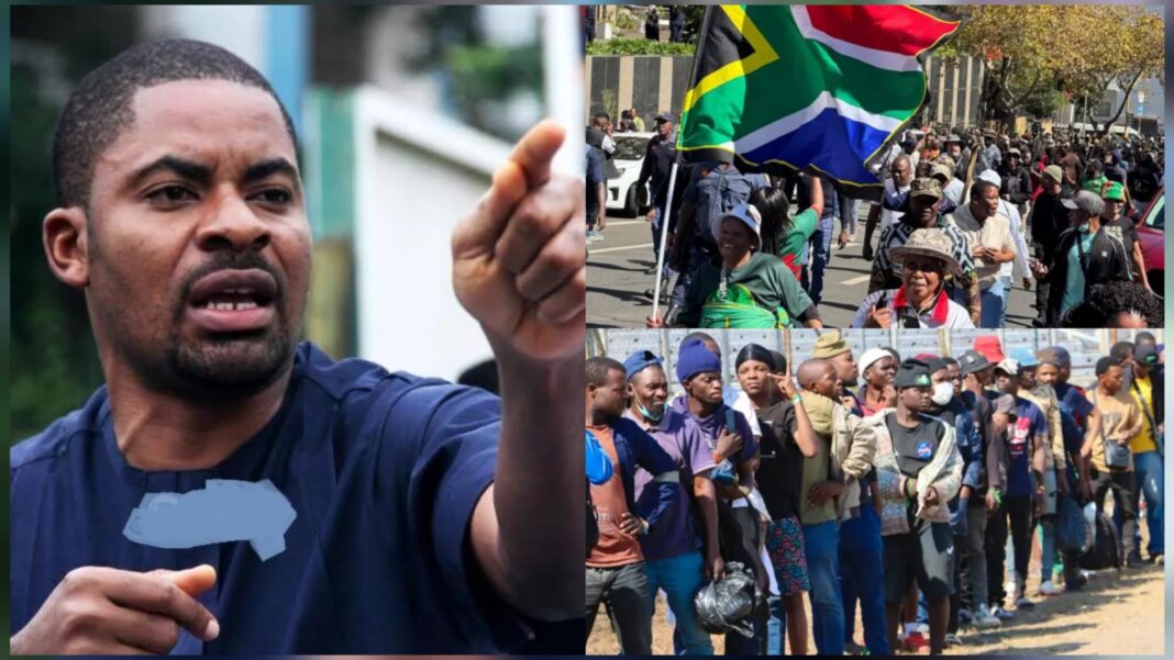Deji Adeyanju criticises anti-immigrant protesters in South Africa, saying hard work, not nationality, determines success, as his remarks spark widespread online debate.