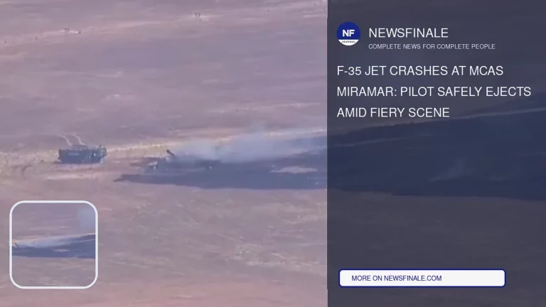 F-35 Jet Crashes at MCAS Miramar: Pilot Safely Ejects Amid Fiery Scene