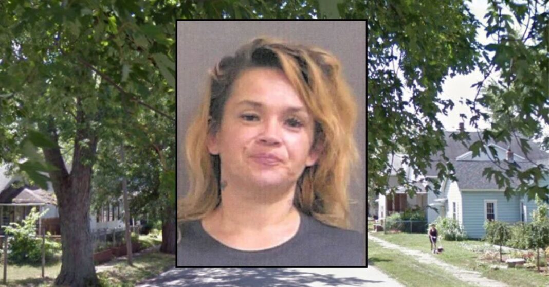 Inset: Robin N. Jackson (Delaware County Jail). Background: The area in Indiana where the alleged attack occurred. 